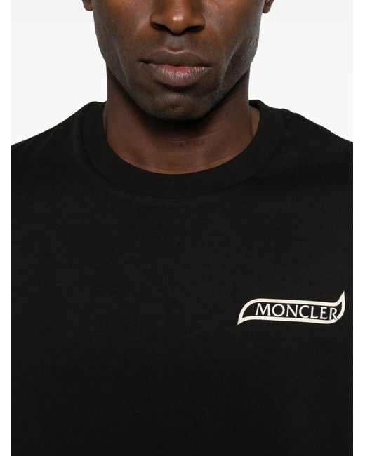 Moncler Black Ss Logo-Detail T-Shirt for men