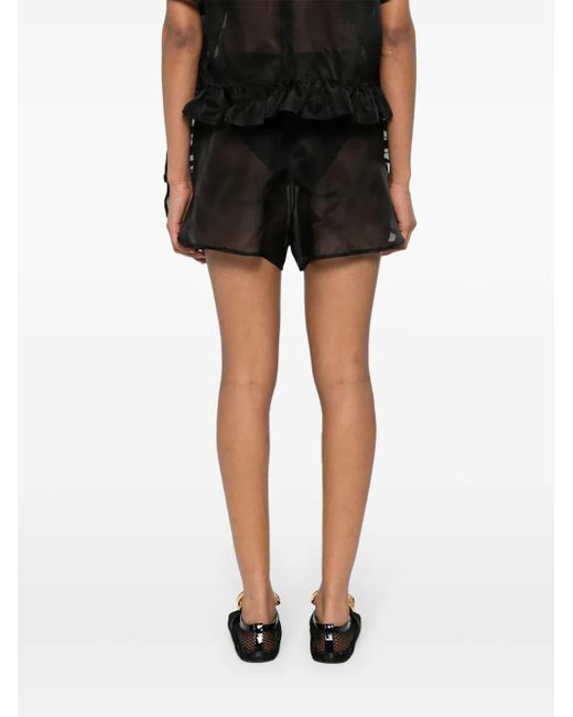 Ioana Ciolacu Black Semi-Transparente Dahlia Shorts