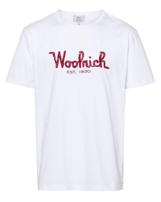 Woolrich T-shirt Met Geborduurd Logo in het White voor heren