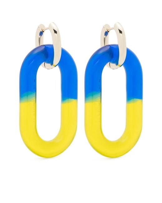Patrizia Pepe Blue Elongated Hoop Design Earrings