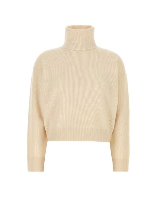 Brunello Cucinelli Natural Ribbed-Knit Roll-Neck Sweater