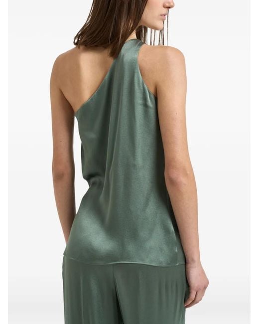 Semicouture Green Cut-Out One-Shoulder Top