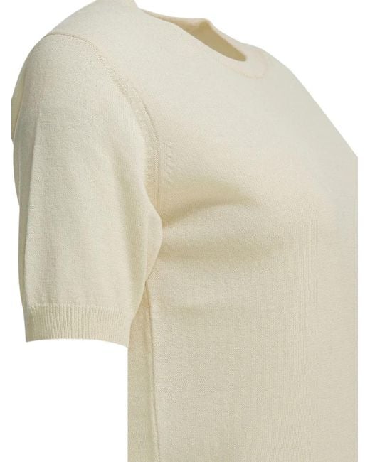 Auralee White Kurzärmeliger Pullover