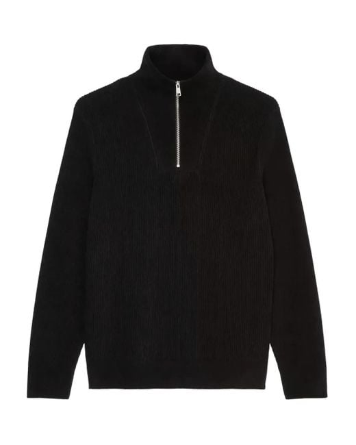 Marc O' Polo Black Ribbed Quarter-Zip Sweater for men