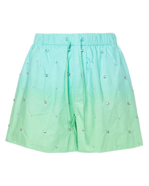 Sandro Green Gem-embellished Ombré Shorts