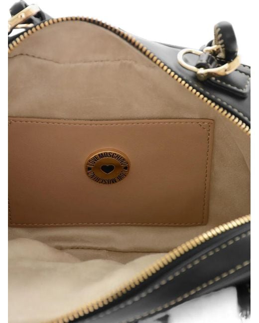 Moschino Black Contrast-Stitch Top-Handle Tote Bag