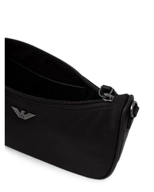Emporio Armani Black Logo-Plaque Shoulder Bag for men