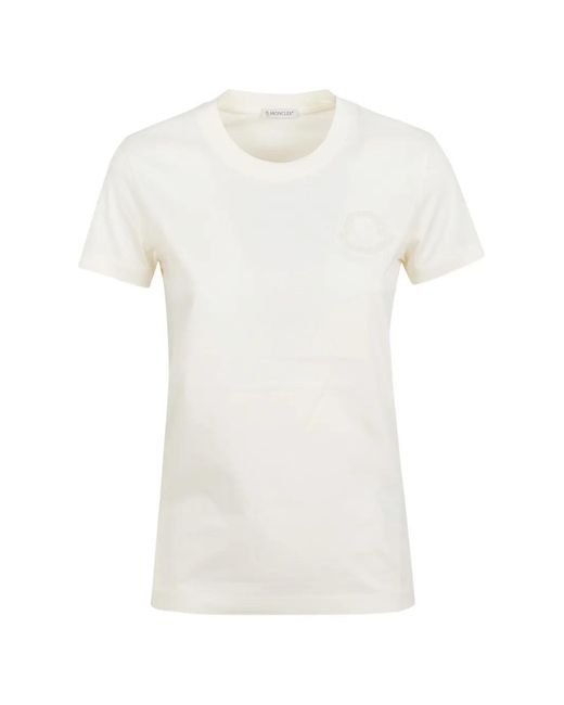 Moncler White T-Shirt À Patch Logo