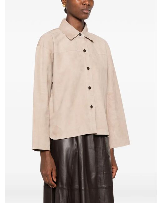Arma Natural Suede Button-Front Jacket