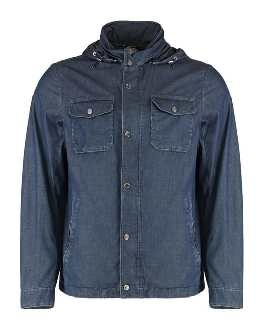 Moorer Blue Hooded Denim Jacket for men