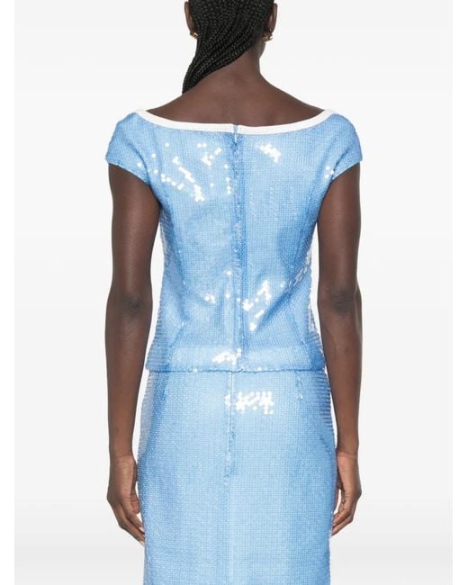 ShuShu/Tong Blue Sequin-Embellishment Top