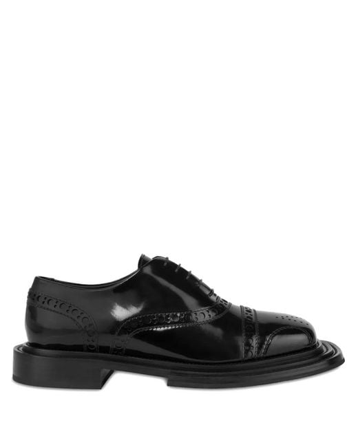 Moschino Black Oxford Shoes with Brogue Detailing Brushed calfskin Derby shoes | Moschino main image 4