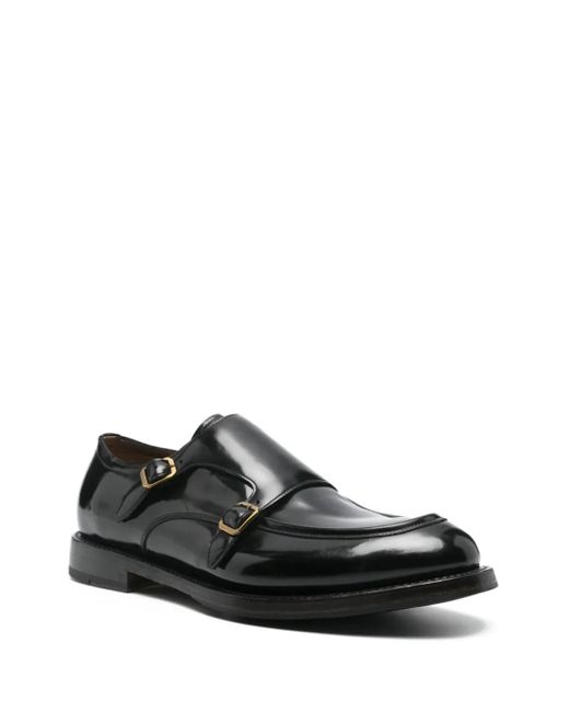 Silvano Sassetti Black Double-Buckle Leather Shoes for men