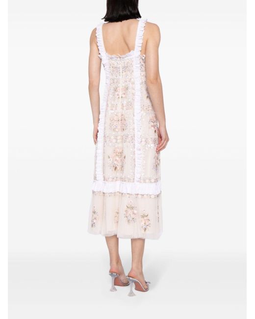Needle & Thread White Blossom Bib Embroidered Dress