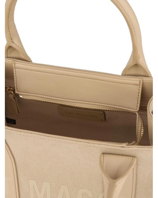 Kat Maconie Natural Small Bianca Logo-Print Tote Bag
