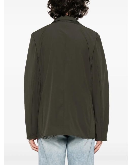 Aspesi Green Single-Breasted Taffeta Blazer for men