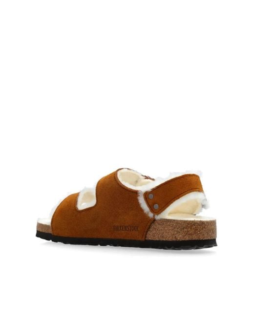 Birkenstock Brown Milano Buckled Suede Sandals