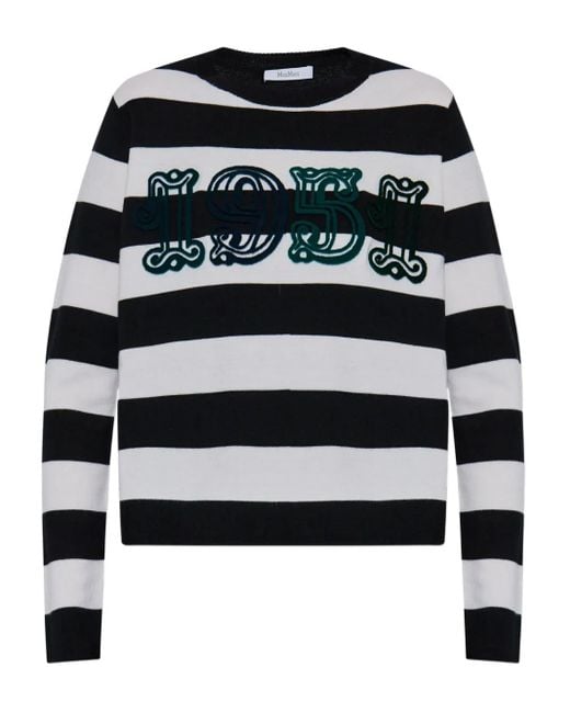 Max Mara Black Gestreifter Strickpullover