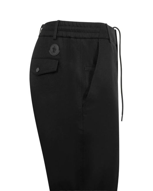 Moncler Black Logo-Patch Trousers for men