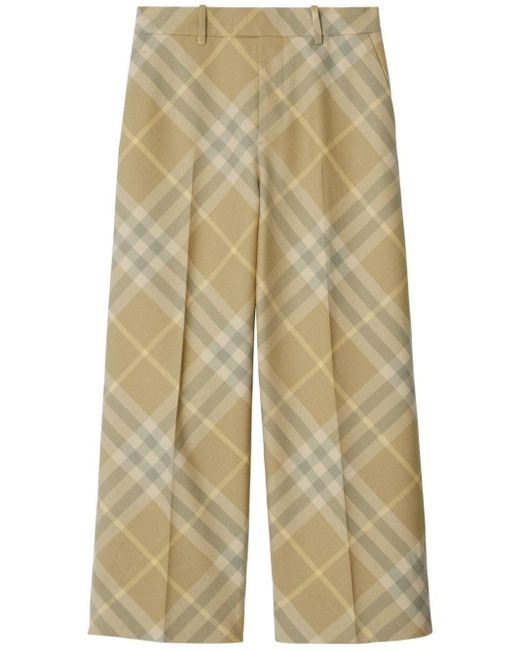 Pantalon de tailleur en laine à carreaux Burberry en coloris Natural