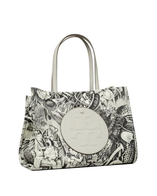 Tory Burch White Medium Ella Chain Printed Tote Bag