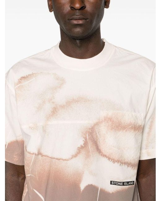 Stone Island Pink Abstract Logo-print T-shirt for men