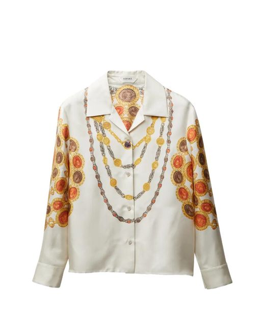 Versace White Coin Print Shirt