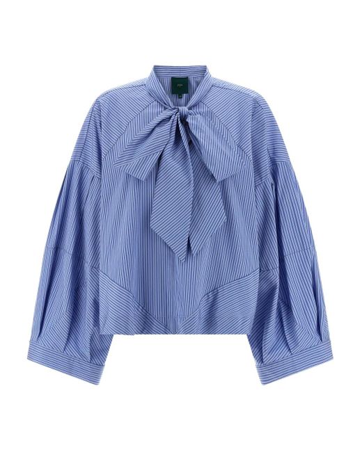 Jejia Blue Gestreiftes Hemd mit Ballonärmeln