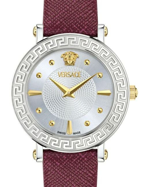 Versace Red Ronda Greca-Detail Leather Watch