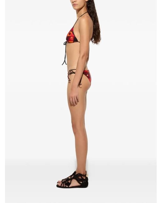 Emilio Pucci Red Occhi-Print Triangle Bikini Top