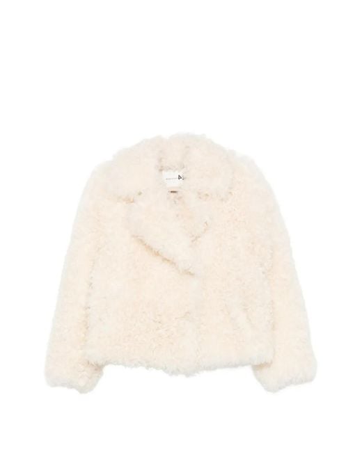 Manzoni 24 Natural Curly-Shearling Notch-Lapel Coat