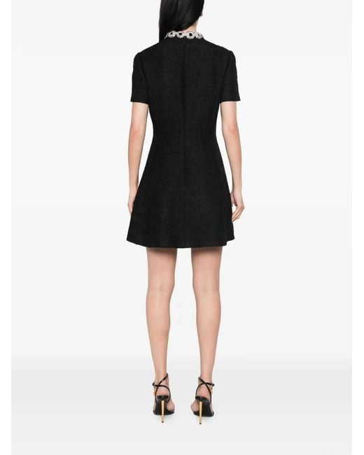 Valentino Garavani Black Embellished Boucle-Tweed Dress