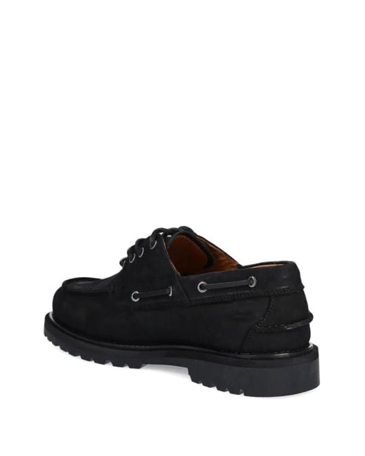 Vagabond Black Leather Boat Shoes for men