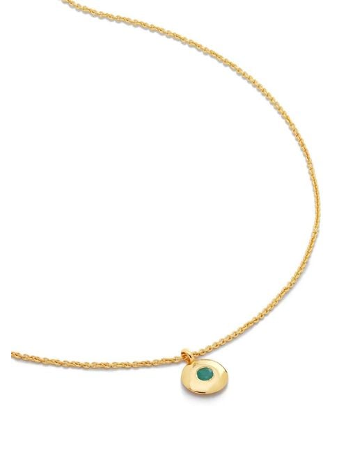 Monica Vinader Metallic 18Kt Recycled Vermeil Birthstone Emerald Pendant Necklace