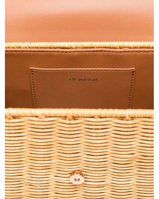 Self-Portrait Brown Mini Tote Bag With Bow