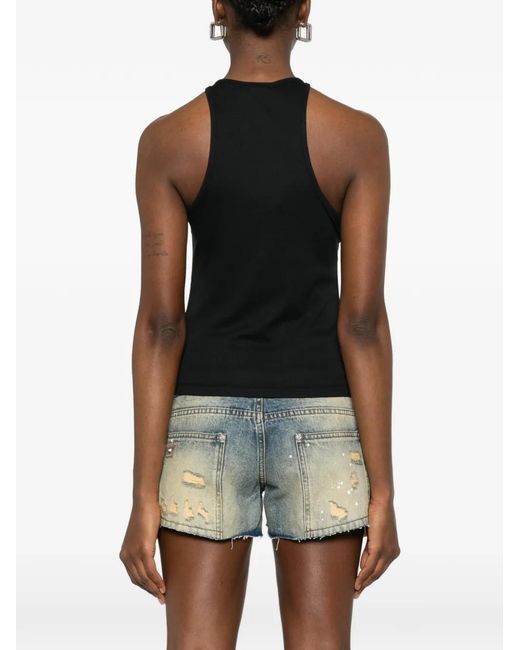 M I S B H V Black Chain Halter-Neck Top