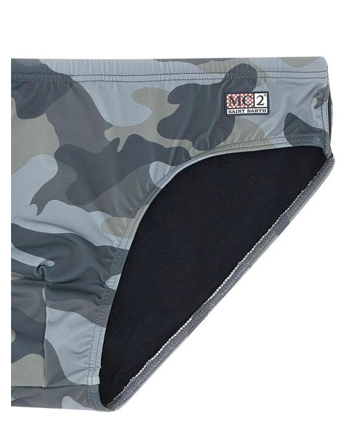 Mc2 Saint Barth Gray Cayo Camouflage-Print Swim Briefs for men