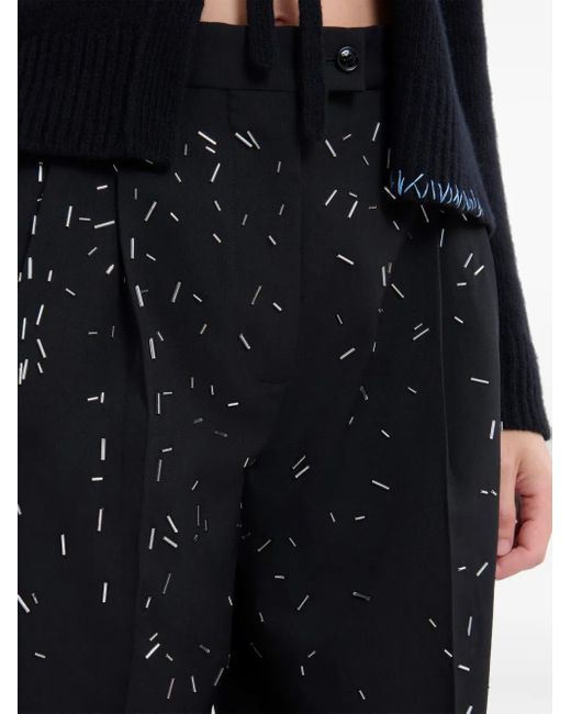 Marni Black Abstract-Pattern Print Trousers
