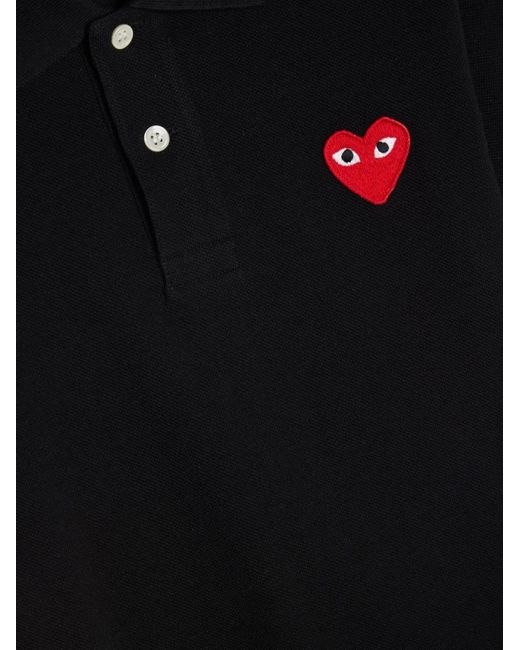 COMME DES GARÇONS PLAY Black Logo-Appliqué Piqué Cotton Polo Shirt