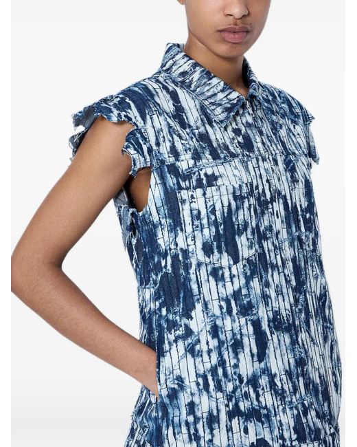 Limi Feu Blue Textured Weave Sleeveless Jacket