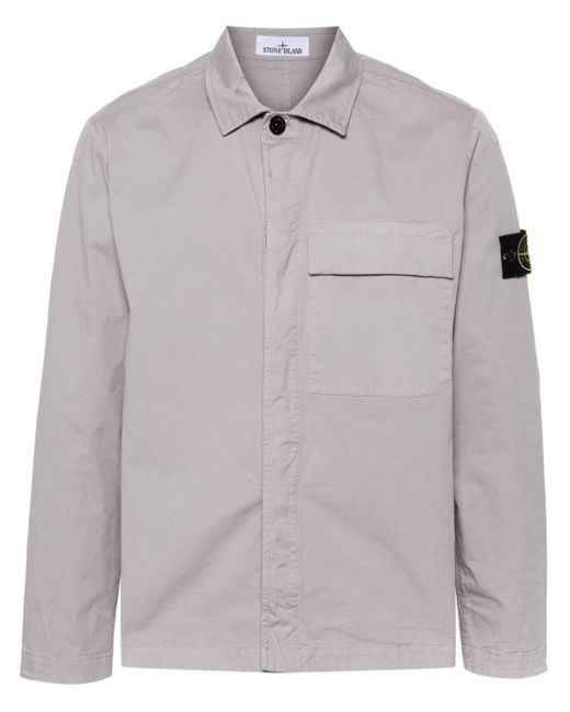 Stone Island Gray Gabardine-weave Shirt Jacket for men