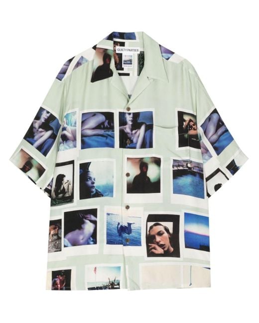 Camicia con stampa fotografica di Wacko Maria in Gray da Uomo