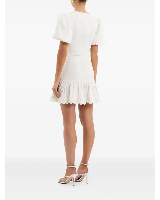 Rebecca Vallance White Kahlia Ivory Linen Blend Mini Dress With Belt