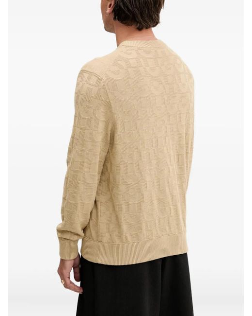 HUGO Pullover mit Logo-Muster in Natural für Herren