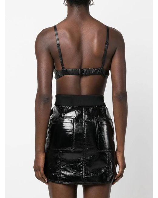 The Mannei Black Sierra Leather Cropped Tank Top