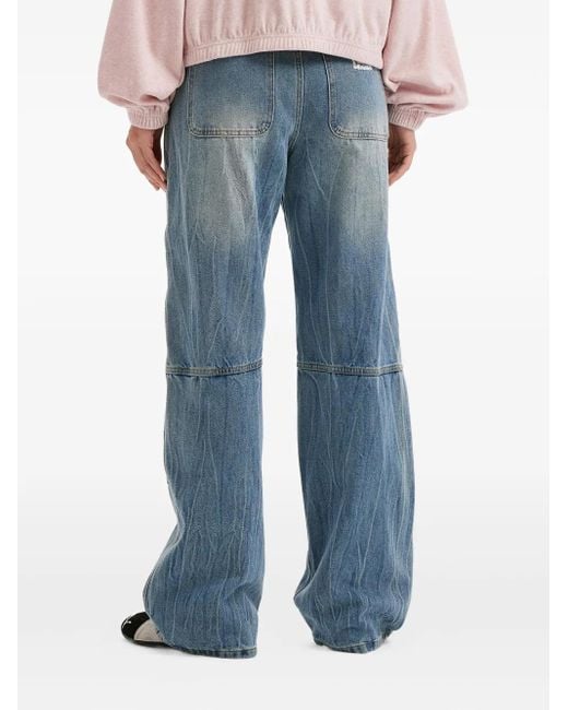 Mini Cream Blue Panelled Jeans