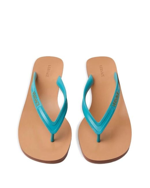 Versace Blue Sophie Thong-Strap Mules