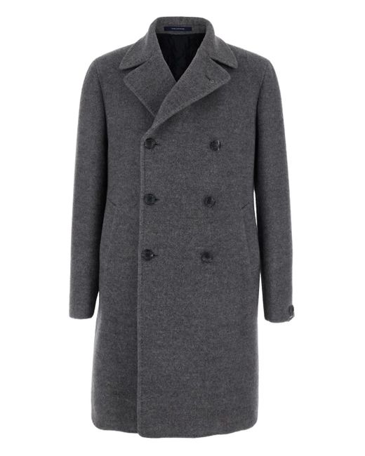 Tagliatore Gray 'Arden' Double-Breasted Coat With Notched Revers for men