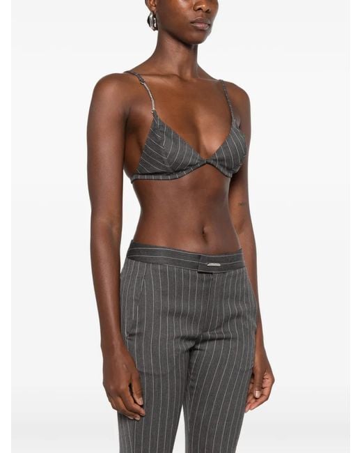 Dondup Gray Pinstripe-Pattern Chain-Link Top