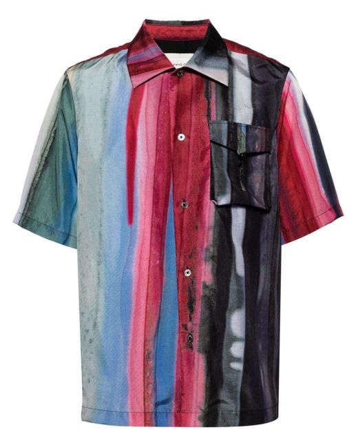 Feng Chen Wang Red Striped Cotton Shirt for men